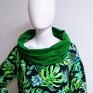 z kominem bluza damska wiola szeroki komin wzór liście na odzież dla kobiet zielona