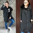Oversize szara grafitowa obszerna bluza z dużym kapturem S