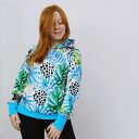 Bluza damska kangurka PALMY z kapturem - Zielona Nitka (rozm. S)