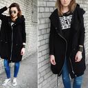 Długa bluza oversize czarna, ogromny kaptur, na suwak