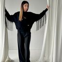 Verona - czarna bluza boho z frędzlami (oversize) 