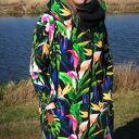Długa bluza oversize w egzotyczne kwiaty KALIA XS