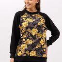 BLUZA BASIC RAGLAN - ZUHAL" CZARNA /W ZŁOTE LIŚCIE