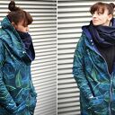 Długa bluza oversize z motywem liści bananowców, ogromny kaptur S
