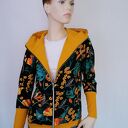 Bluza damska rozpinana RETRO FLOWERS z kapturem na zamek