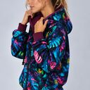 Bluza damska na zamek Suzana Print - kolorowy fason z kapturem