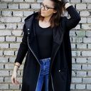 Długa bluza oversize czarna, ogromny kaptur, na suwak