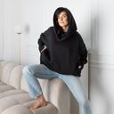 Bluza czarna, dresówka, olbrzymi szalowaty kaptur i kieszenie