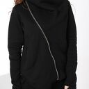Bluza asymetryczna ze stójką na zamek - bawełniana z kieszeniami