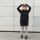 Czarna tunika-bluza z kominem i zamkami - handmade z dzianiny 90% bawełny
