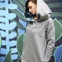 OVERSIZE długa BLUZA HOODIE OGROMNY KAPTUR MONSTERA L