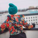 Oversize bluza patchwork z kapturem Tajemniczy Ogród na lato - M/L