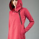 Bluza Basanti asymetryczna z kapturem na zamek - handmade dzianina