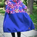 CHABROWE KWIATY długa bluza oversize z łączonych tkanin S