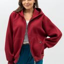 BLUZA Z KAPTUREM NA ZAMEK CIEPŁA - IKBAL" BORDO