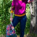 Fioletowa damska bluza w kwiaty KOLOROWY KWIAT