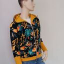 Bluza damska rozpinana RETRO FLOWERS z kapturem na zamek
