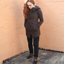 Bluza Saloni Long z dużym kapturem na zamek - brązowa bluza z kieszeniami