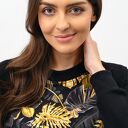 Bluza Basic Raglan „Zuhal” - czarna w złote liście
