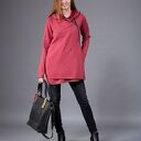 Bluza Basanti asymetryczna z kapturem na zamek - handmade dzianina