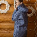 Bluza raglan Ksenia w niebieskim melanżu - długa, wygodna i ręcznie szyta