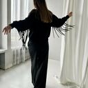 Verona - czarna bluza boho z frędzlami (oversize) 