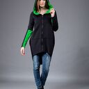 Bluza Saloni ZIP - asymetryczna, luźna bluza z kapturem i kieszeniami