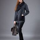 Bluza Ragini szara ze stójką na zamek - ręcznie robiona bluza damska z kieszeniami
