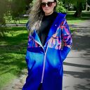 CHABROWE KWIATY długa bluza oversize z łączonych tkanin XL