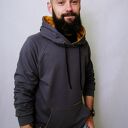 Bluza męska kangurka szaro-miodowa - rozmiar S