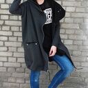 Oversize szara grafitowa obszerna bluza z dużym kapturem M