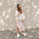 Beżowa bluza damska oversize Soul Jazz - szyta ręcznie