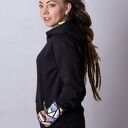 Bluza Damska Czarna z kolorowymi trójkątami Z KAPTUREM