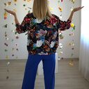 Bomberka oversize z piwoniiami - bluza bez kaptura