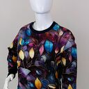 Bluza damska AURIN „Fioletowe liście nocą” - oversize