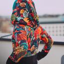 Oversize bluza patchwork z kapturem Tajemniczy Ogród na lato - M/L