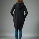 Bluza Saloni ZIP - asymetryczna, luźna bluza z kapturem i kieszeniami