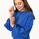 Bluza Poczuj Wygodę szafir - ręcznie szyta bluza damska z kapturem