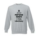 Bluza z nadrukiem pierwsze święta z żoną, dziewczyną, imię, we trójkę, mikołajki