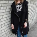 Długa bluza oversize czarna, ogromny kaptur, na suwak M