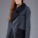 Bluza Ragini szara ze stójką na zamek - ręcznie robiona bluza damska z kieszeniami