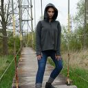 Ręcznie szyta bluza-kurtka z kapturem i kieszeniami - bawełna 90% oraz rozmiary XS-XXL