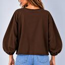 Brązowa bluza damska oversize z kieszonką