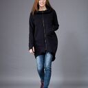 Czarna bluza Saloni Zip z kapturem, asymetrycznym krojem i zamkiem