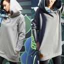 OVERSIZE długa BLUZA HOODIE OGROMNY KAPTUR MONSTERA L