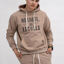 BLUZA Z KAPTUREM MĘSKA „No Limits No Excuses” CAPUCINO