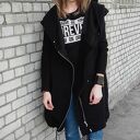 Długa bluza oversize czarna, ogromny kaptur, na suwak