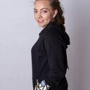 Bluza Damska Czarna z kolorowymi trójkątami Z KAPTUREM