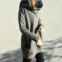 OVERSIZE długa BLUZA HOODIE OGROMNY KAPTUR MONSTERA L