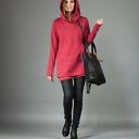 Bluza Basanti asymetryczna z kapturem na zamek - handmade dzianina